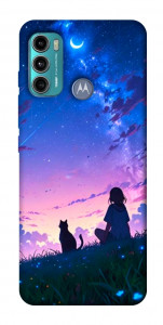 Чохол Space girl and cat для Motorola Moto G60