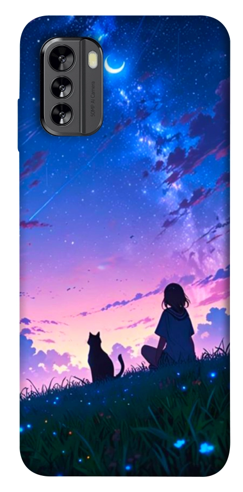 Чехол Space girl and cat для Nokia G60