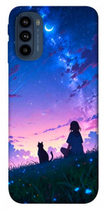 Чехол Space girl and cat для Motorola Moto G41