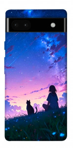 Чехол Space girl and cat для Google Pixel 6A