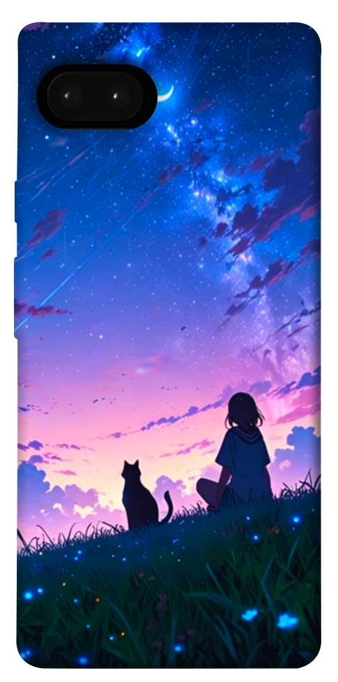 Чехол Space girl and cat для Google Pixel 7A
