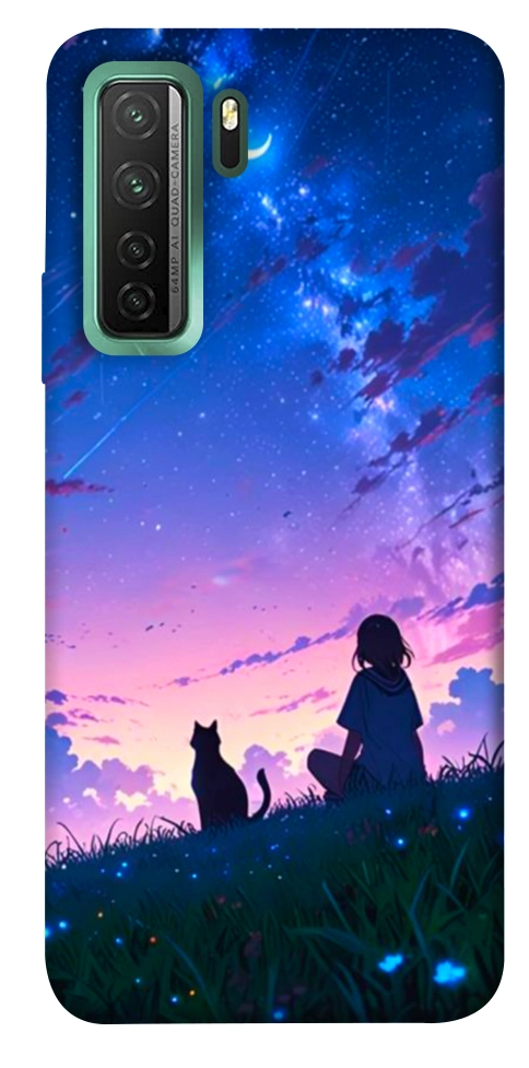 Чохол Space girl and cat для Huawei nova 7 SE