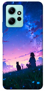 Чохол Space girl and cat для Xiaomi Redmi Note 12 4G