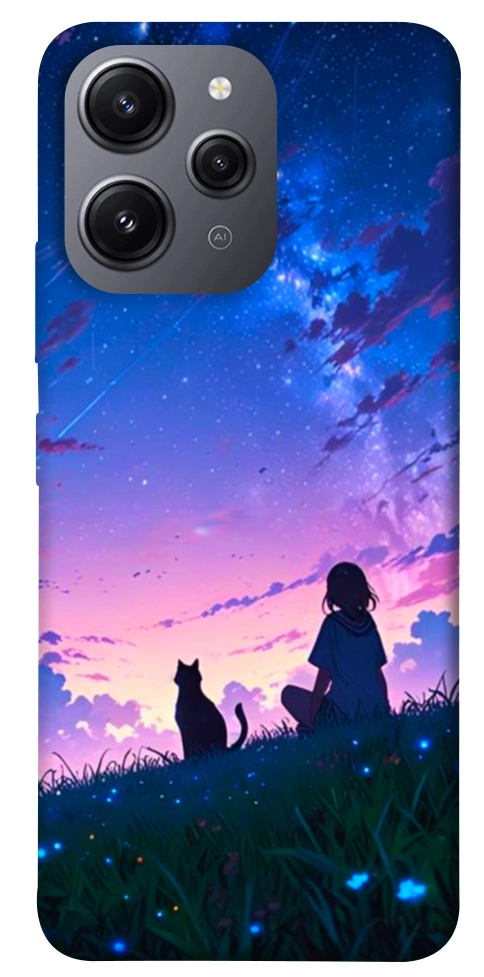 Чехол Space girl and cat для Xiaomi Redmi 12