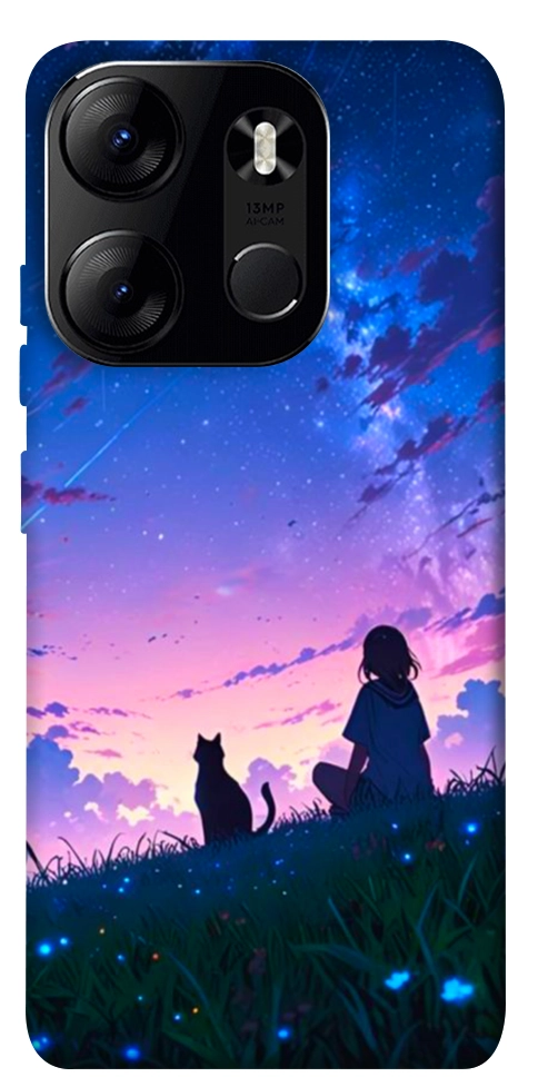 Чехол Space girl and cat для Tecno Spark Go 2023