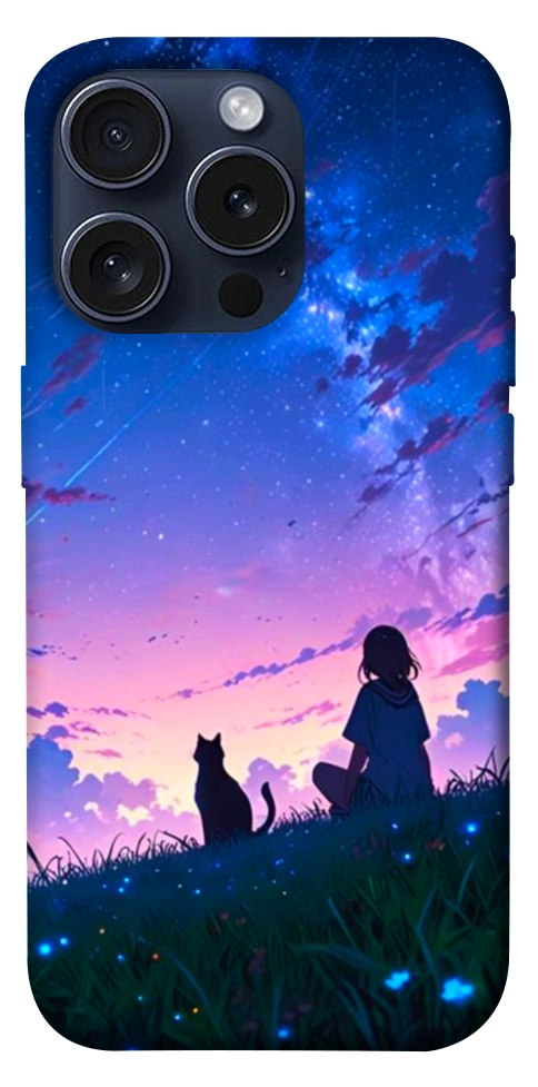 Чехол Space girl and cat для iPhone 15 Pro