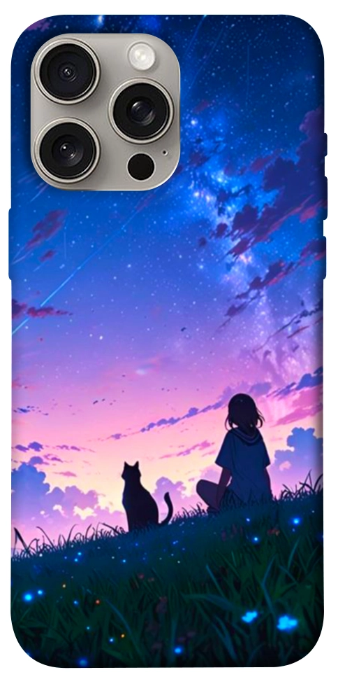 Чехол Space girl and cat для iPhone 15 Pro Max