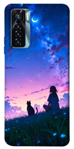 Чохол Space girl and cat для TECNO Camon 17 Pro