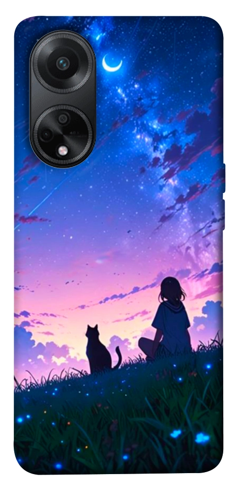 Чохол Space girl and cat для Oppo A58 4G