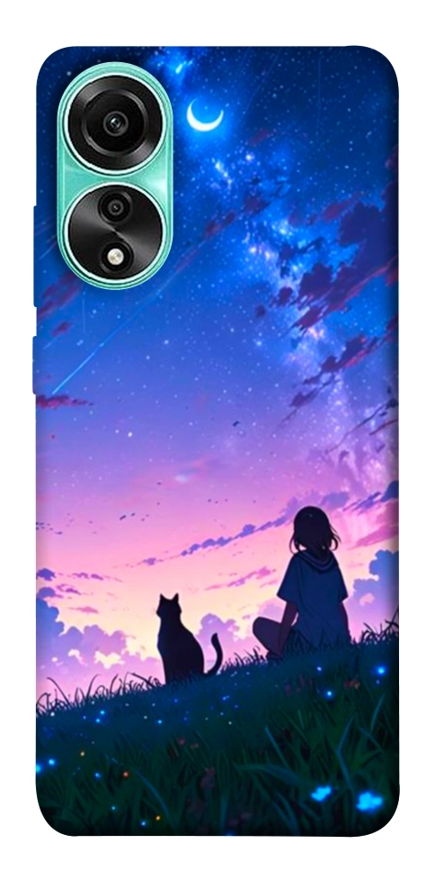 Чехол Space girl and cat для Oppo A78 4G