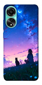 Чехол Space girl and cat для Oppo A78 4G
