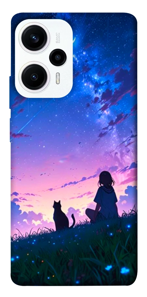 Чехол Space girl and cat для Xiaomi Poco F5