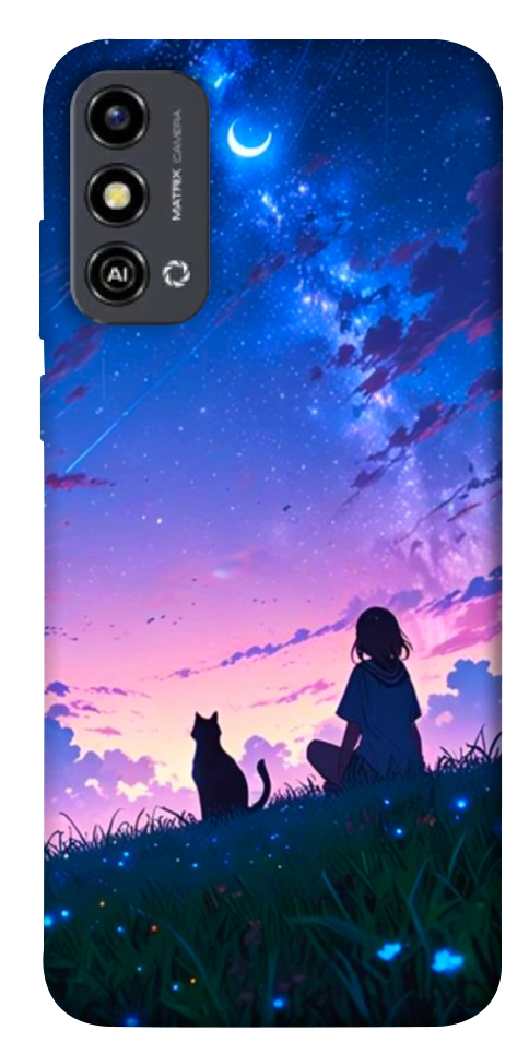 Чохол Space girl and cat для ZTE Blade A53