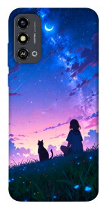 Чехол Space girl and cat для ZTE Blade A53