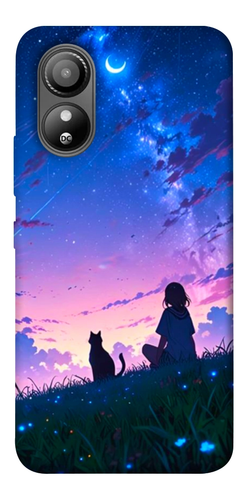 Чехол Space girl and cat для ZTE Blade L220