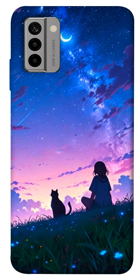 Чохол Space girl and cat для Nokia G22