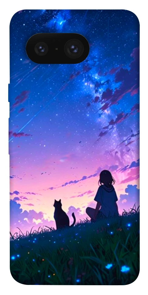 Чохол Space girl and cat для Google Pixel 8