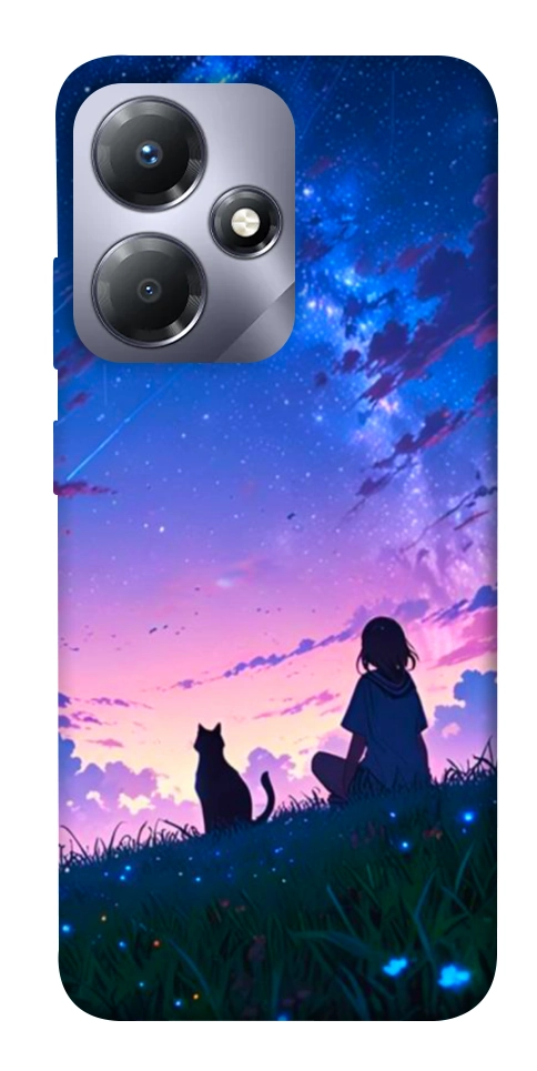 Чохол Space girl and cat для Infinix Hot 30i
