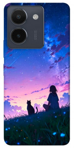 Чехол Space girl and cat для Vivo Y36