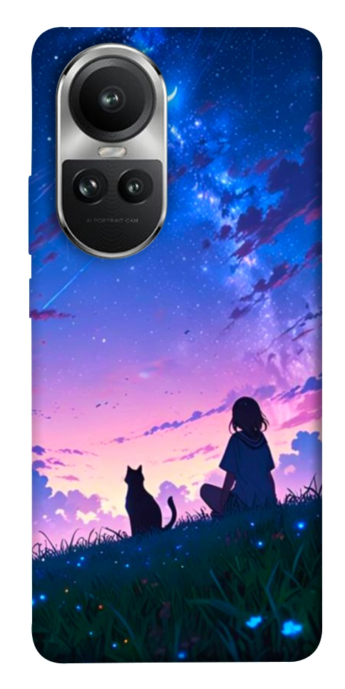 Чохол Space girl and cat для Oppo Reno 10
