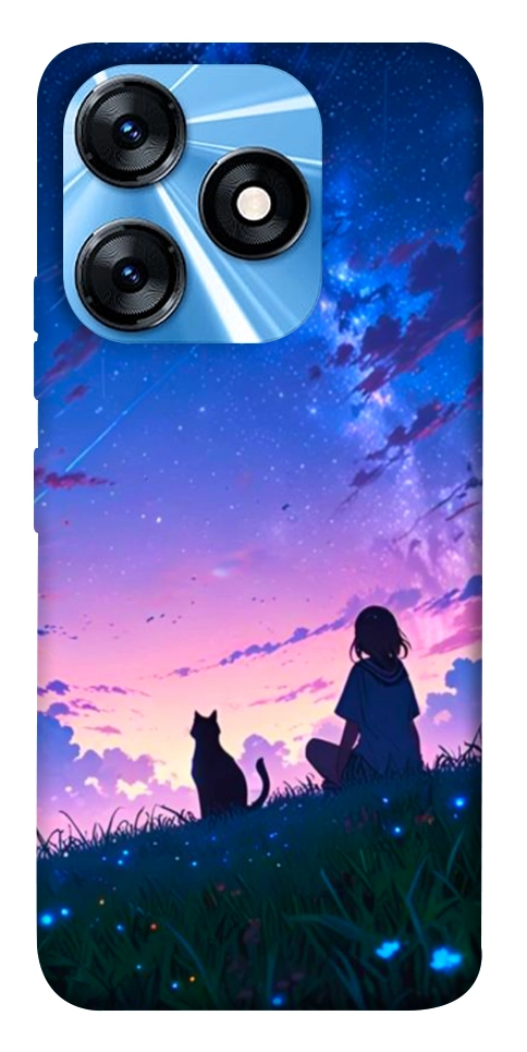 Чехол Space girl and cat для TECNO Spark 10