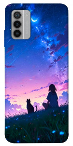 Чохол Space girl and cat для Nokia G42