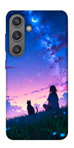 Чохол Space girl and cat для Galaxy S24