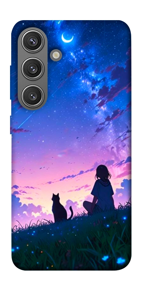 Чехол Space girl and cat для Galaxy S24+