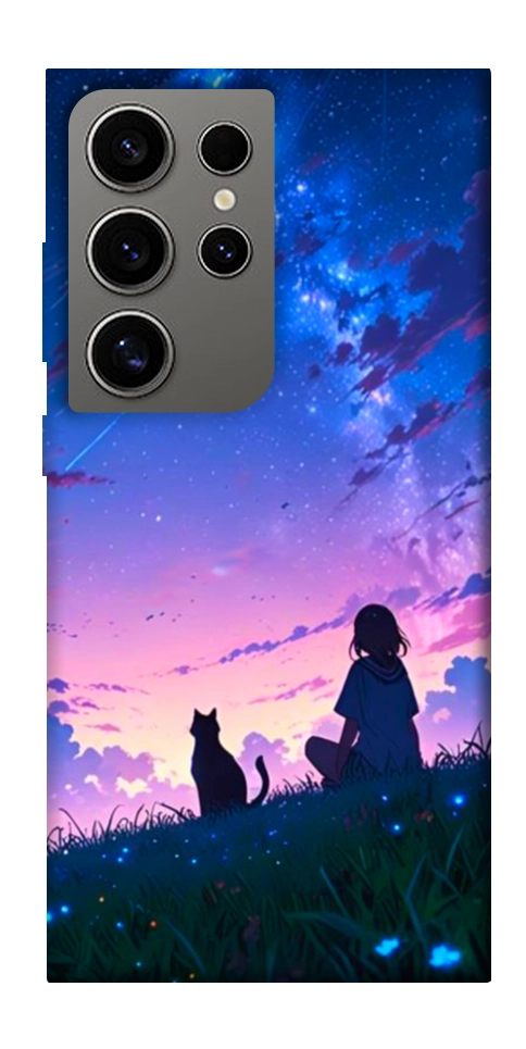 Чехол Space girl and cat для Galaxy S24 Ultra