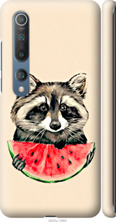Чехол для Xiaomi Mi 10 Єнотик з кавуном (Сірий)