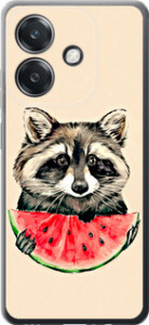 Чехол для Oppo A3 4G Енотик с арбузом (Серый)
