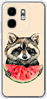 Чохол для Infinix Hot 50i Єнотик з кавуном (Сірий)