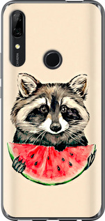Чехол для Huawei P Smart Z Енотик с арбузом (Серый)