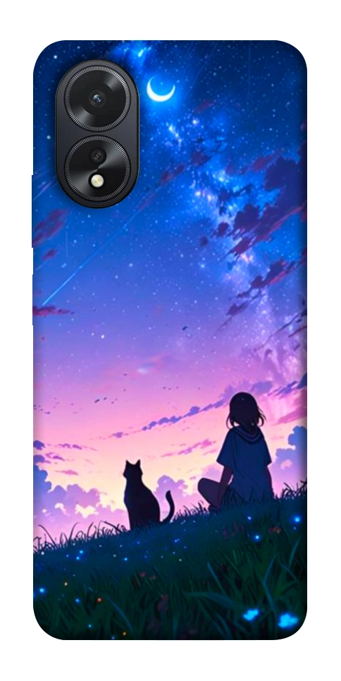 Чохол Space girl and cat для Oppo A38