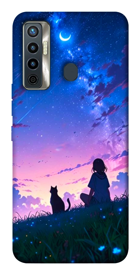 Чехол Space girl and cat для TECNO Camon 17