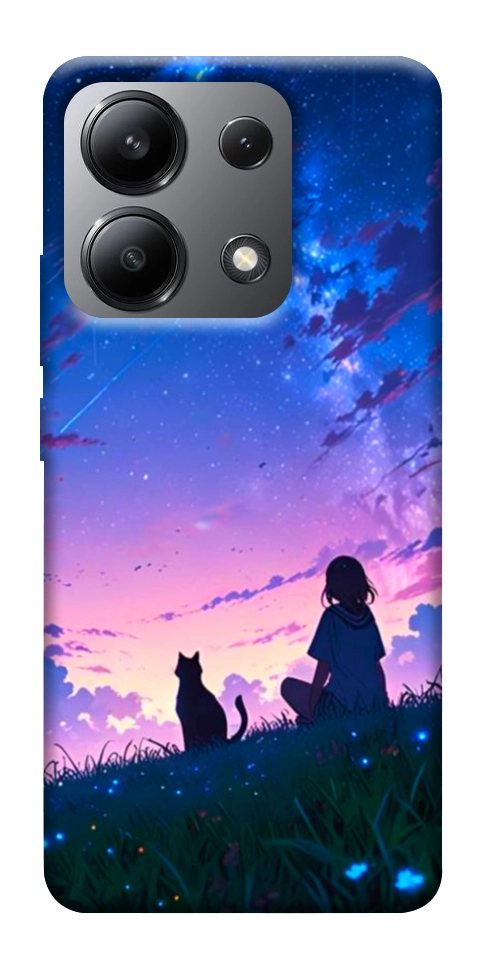 Чехол Space girl and cat для Xiaomi Redmi Note 13 4G