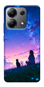 Чохол Space girl and cat для Xiaomi Redmi Note 13 4G