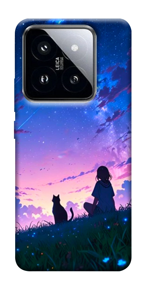 Чохол Space girl and cat для Xiaomi 14 Pro
