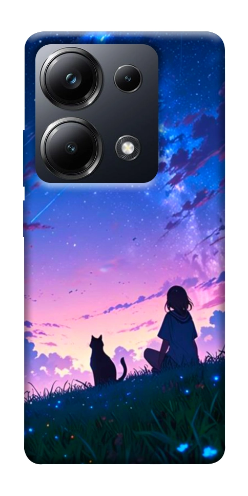 Чохол Space girl and cat для Xiaomi Poco M6
