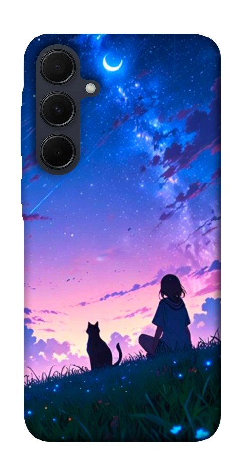 Чохол Space girl and cat для Galaxy A55