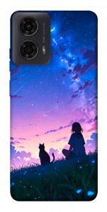 Чохол Space girl and cat для Motorola Moto G24