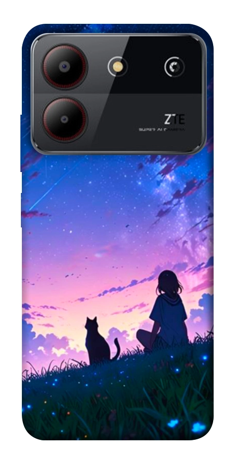 Чохол Space girl and cat для ZTE Blade A54 4G