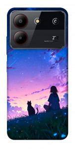 Чохол Space girl and cat для ZTE Blade A54 4G