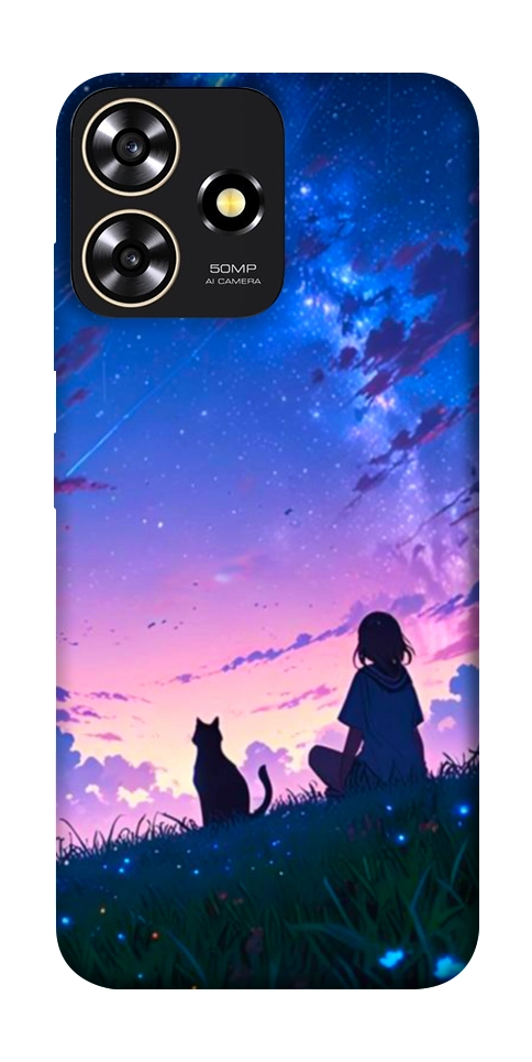 Чехол Space girl and cat для ZTE Blade A73 4G