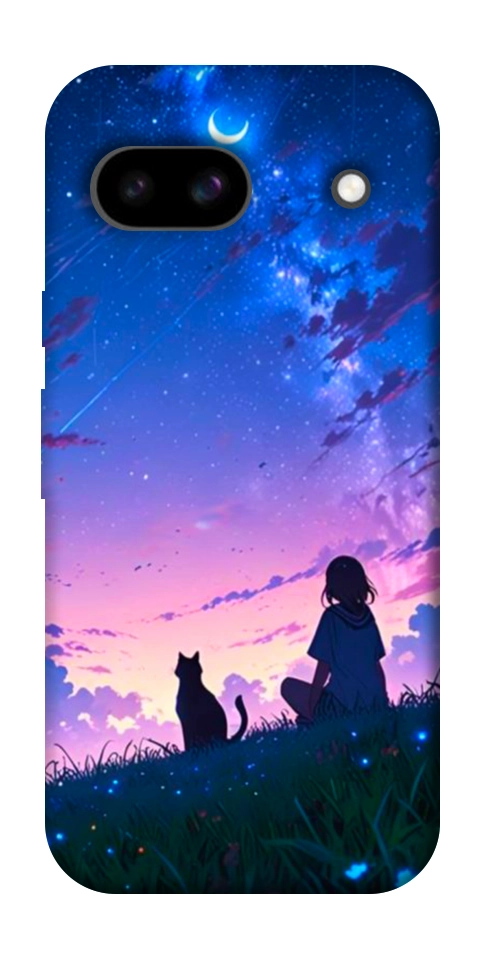 Чохол Space girl and cat для Google Pixel 8a