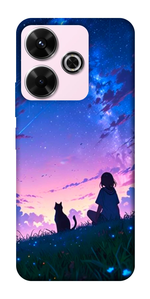 Чехол Space girl and cat для Xiaomi Redmi 13 4G