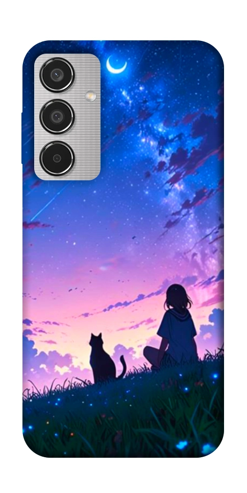 Чехол Space girl and cat для Galaxy M35 5G
