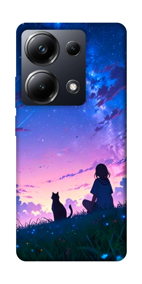Чехол Space girl and cat для Xiaomi Poco M6 Pro 4G