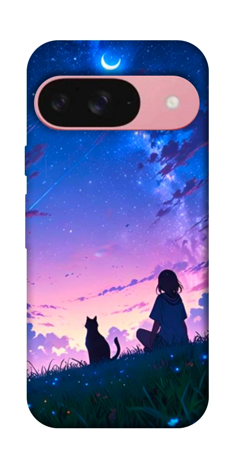 Чехол Space girl and cat для Google Pixel 9