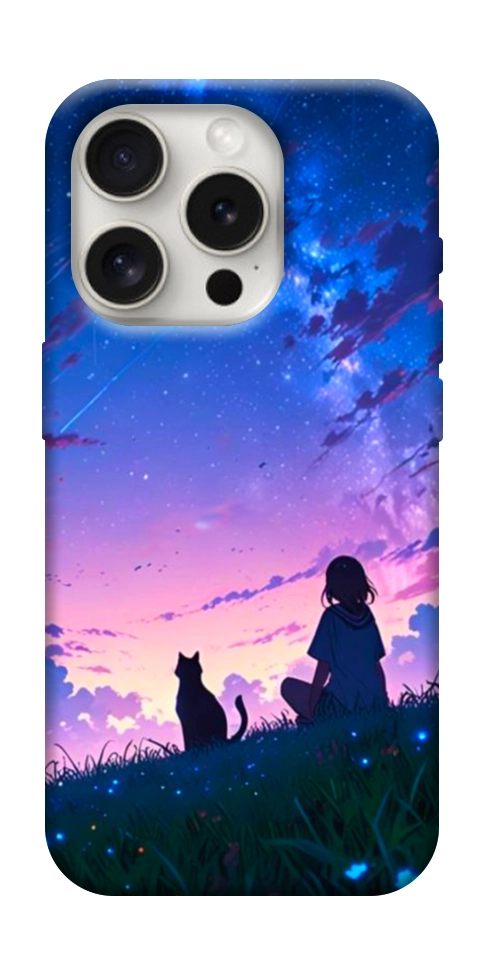 Чохол Space girl and cat для iPhone 16 Pro Max